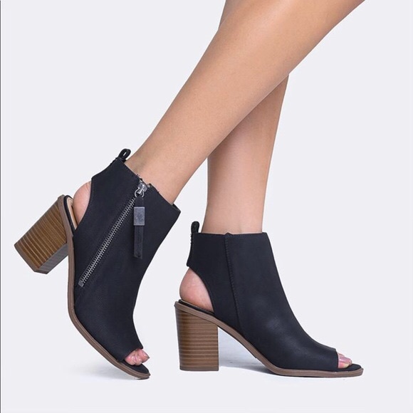 Sam Edelman Circus Peep Toe Black Bootie Heeled - Picture 3 of 5